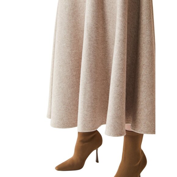 OGL Heather Oatmeal Wool-Like Flared Maxi Skirt CashSoft Size Small NWT XS $79 - Picture 9 of 11